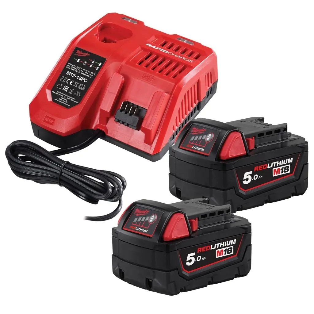 Milwaukee M18 18V 5.0Ah Battery & Charger Kit (2 Batteries)