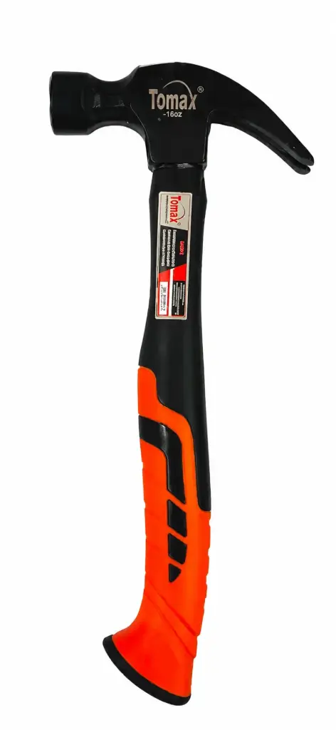 Молоток-гвоздодер Tomax с фибергласовой рукояткой, 16 oz (454 г)