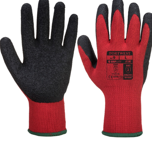 Latex-Coated Gloves, Black/Red (Pair)