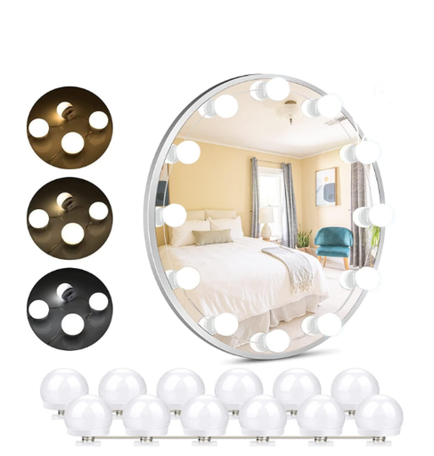 LED Подсветка туалетного столика для зеркала, высокая яркость Чип LED, Подсветка туалетного столика в голливудском стиле с 12 лампами с регулируемой яркостью, регулируемым цветом и яркостью, кабелем USB,...