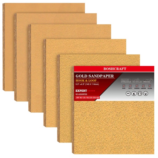 BOSHCRAFT Sheet Sandpaper 1/4 50 Pcs