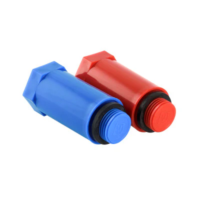 [VTP.792.M.04] VALTEC Polypropylene Threaded Plug Set — ½″ Male Thread (Red + Blue) / Комплект ПП-пробок с резьбой ½″ НР (красная + синяя)