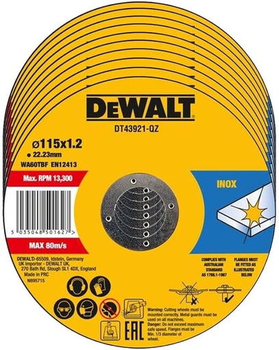 Диск отрезной по металлу Dewalt 115мм х 1мм х 22,23мм