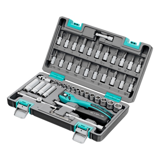 [14099] 47 pcs Tool kit, 1/4" Cr-V, S2, Heavy-duty case// Stels 14099