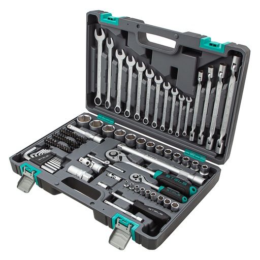 [14109] 88 pcs Tool kit 1/4", 1/2" ,CrV,in plastic case// Stels 14109