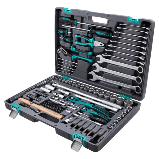 [14112] 119 pcs Tool kit, 1/4", 1/2", Cr-V, S2, Heavy-duty case// Stels 14112