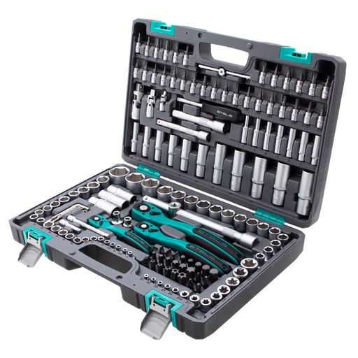 [14114] 151 pcs Tool kit, 1/4", 3/8, 1/2" Cr-V, S2, Heavy-duty case// Stels