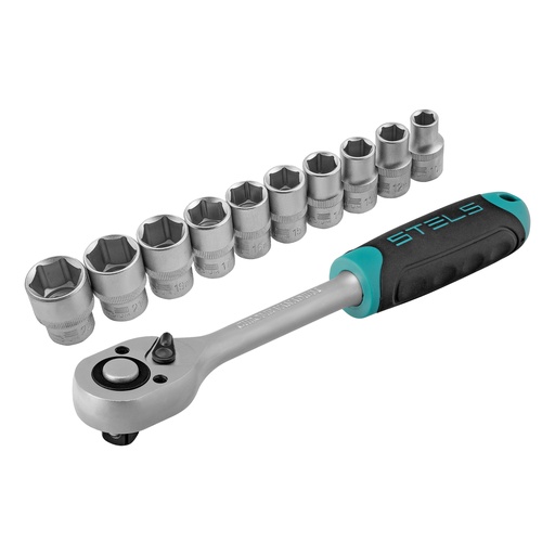 [14127] 1/2 ratchet wrench set 10-22 mm CrV// Stels 14127