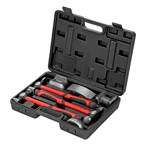 [108459] 7 PCS STRAIGHTENING KIT, 3 HAMMERS WITH FIBERGLASS HANDLE, 4 anvils in a plastic box// MTX