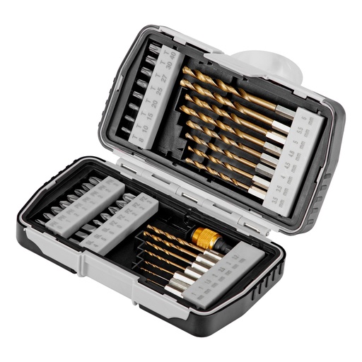 [113229] Set of bits and drills, magnet adapter, CrV, in plastic box, 40 pcs,// MTX
