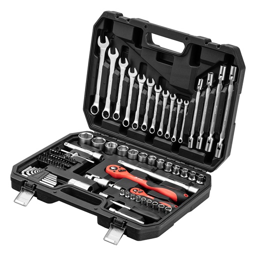[135299] Tool kit,1/2”,1/4”,CrV, plastic case 89 pcs,// MTX
