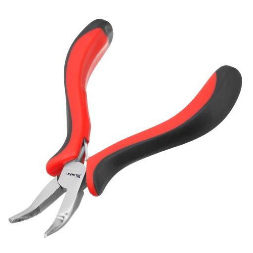 [178129] Bent long-nose pliers, 130 mm, nickel-plated, autounlocking, two-component handles, MINI line// MTX