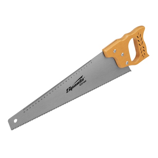 [231875] Wood saw 450mm, 7-8 ТРI, hardened tooth with ruler and wooden handle// Sparta