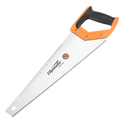 [235025] Hand-saw 450mm with ruler, two-component handle,7-8Tpi, 2D tempered tooth// Sparta