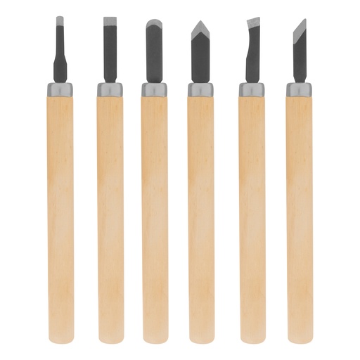 [246065] Wood carving set, wooden handles, 6 pcs,// Sparta