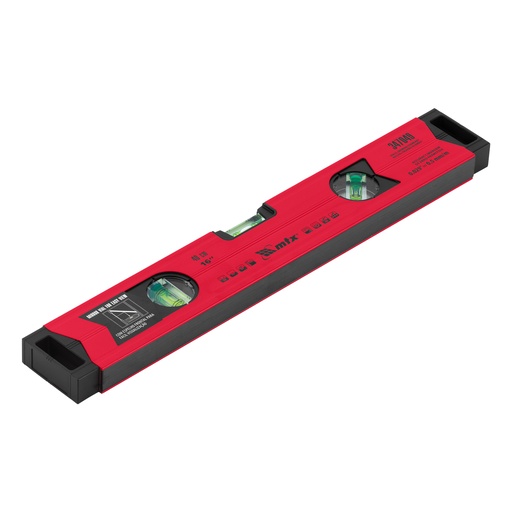 [347049] Aluminium spirit level, magnet, 400 mm, 2 vials + 1 reflecting, milled, reinforced// MTX