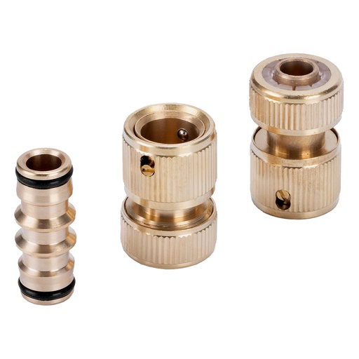 [662108] Hose connection set 1/2" (adapter, 2 connectors with aquastop), brass// PALISAD