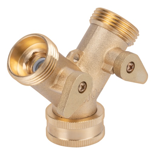 [665238] Garden water splitter, two channels, adjustable, external and internal thread 3/4", brass// PALISAD