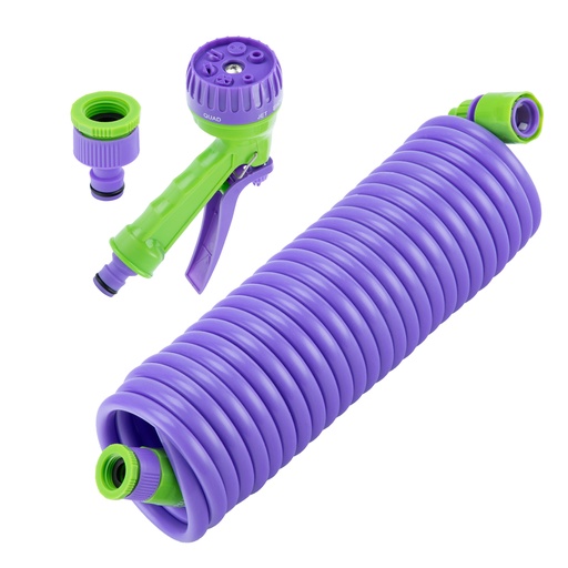 [674128] Spiral hose, 7,5 m x 10 mm, plastic fittings (adapter 1/2-3/4", sprinkler)// PALISAD
