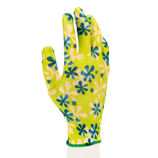 [677418] Garden polyester gloves, palm nitrile coated, green, S// PALISAD