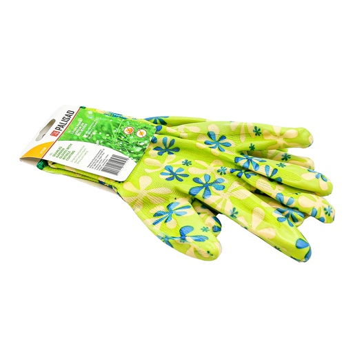 [677428] Garden polyester gloves, palm nitrile coated, green, M// PALISAD