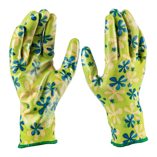 [677438] Garden polyester gloves, palm nitrile coated, green, L// PALISAD