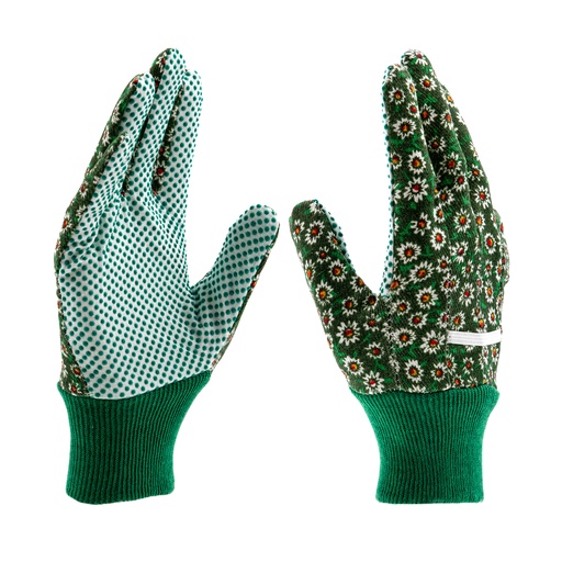 [677628] Cotton garden gloves, PVC dots on palm and fingers, knitted wrist, M// PALISAD