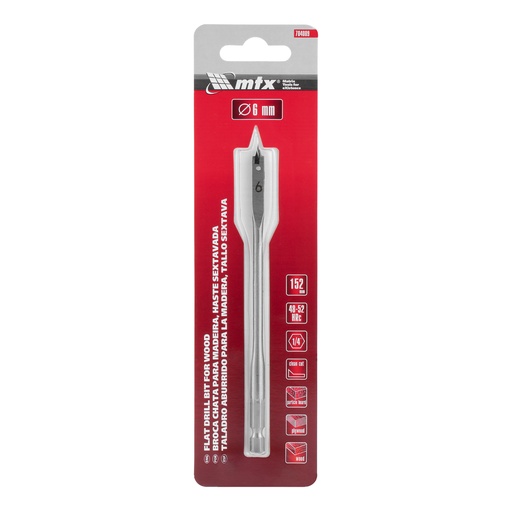 [704009] Flat drill bit 6 mm, hex shank// MTX