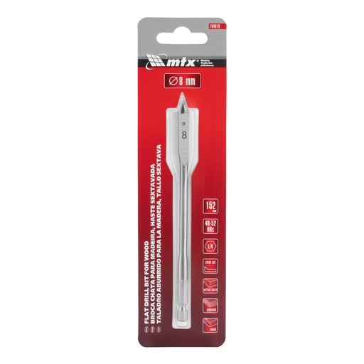[704019] Flat drill bit 8 mm, hex shank// MTX