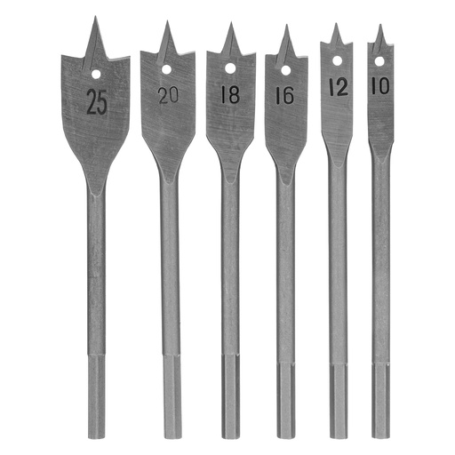 [704055] 6 pcs Flat drill bit set 10-12-16-18-20-25 mm, hex shank// Sparta