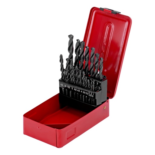 [723755] 21 pcs Twist drill set 1-10mm+3,2+4,8mm HSS in metal case// Sparta