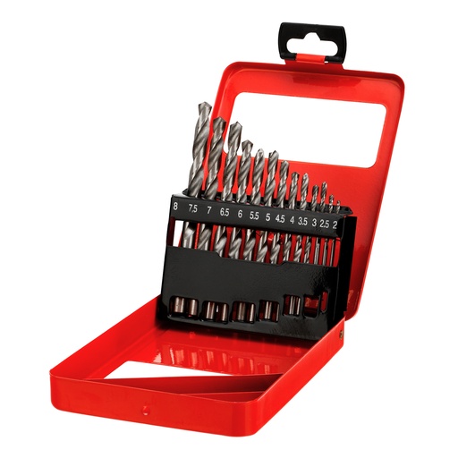 [723879] Metal drill set, 2–8 mm (in 0,5 mm), HSS, straight shank, 13 pcs,, in metal box// MTX