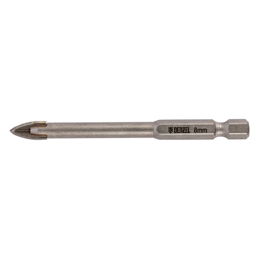 [728073] Tile drill 8 mm, cross plate, hex shank// Denzel 728073