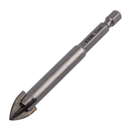 [728113] Tile drill 12 mm, cross plate, hex shank// Denzel 728113