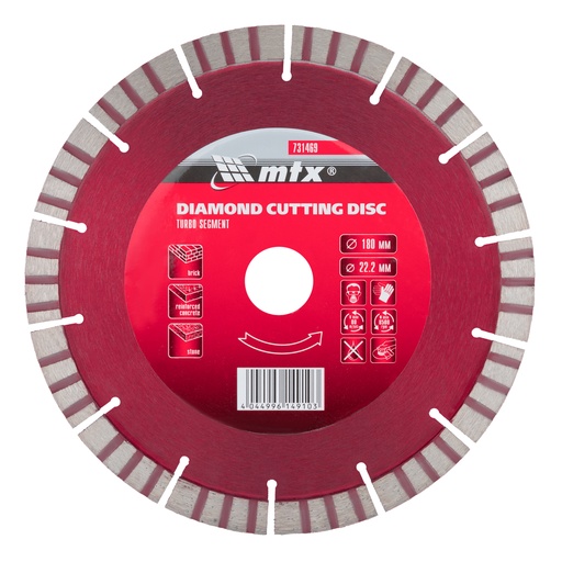 [731469] Turbo-segmented diamond saw blade 180 х 22,2 mm, dry cut// MTX
