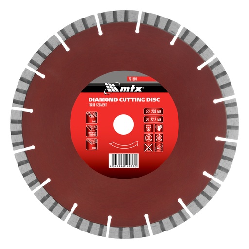 [731509] Turbo-segmented diamond saw blade 230 х 22,2 mm, dry cut// MTX