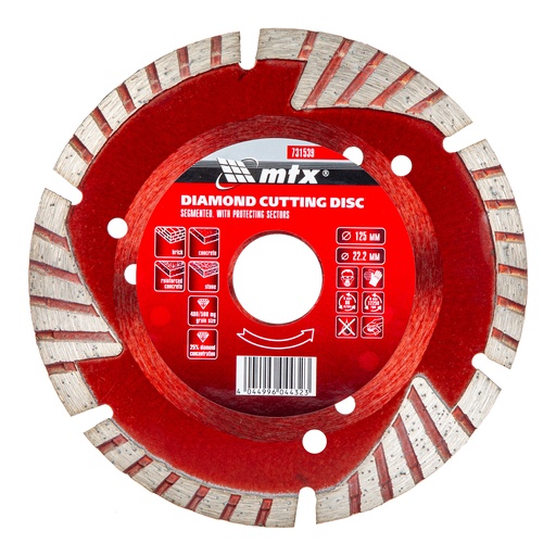 [731539] Segmented diamond saw blade with protective zones 125 х 22,2 mm, dry cut// MTX 731539