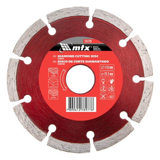 [731729] Segmented diamond saw blade 115 х 22,2 mm, dry cutting// MTX