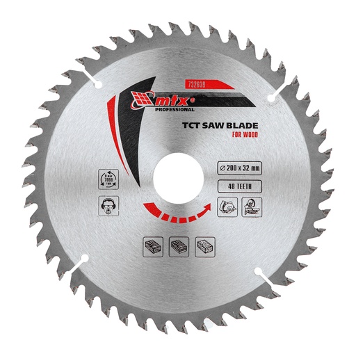[732639] T,C,T, Saw blade for wood cutting, 200 х 32 mm, 48T, + ring 32/30// MTX 732639