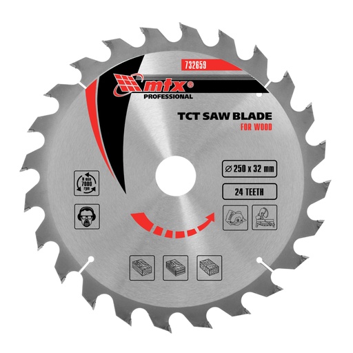 [732659] T,C,T, Saw blade for wood cutting, 250 х 32 mm, 24T// MTX