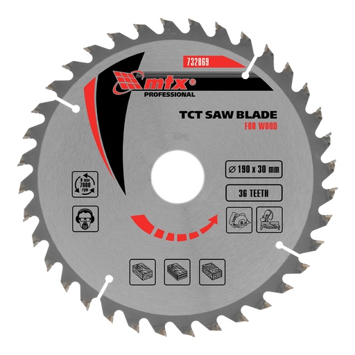 [732869] T,C,T, Saw blade for wood cutting, 190 х 30 mm, 36T// MTX 732869
