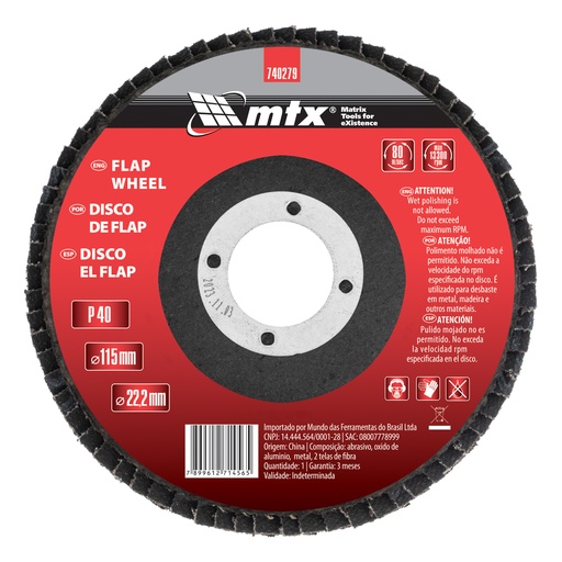 [740279] Flap disc, P 40, 115 х 22,2 mm// MTX 740279