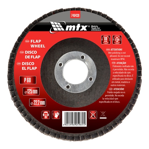[740439] Flap disc, P 60, 125 х 22,2 mm// MTX