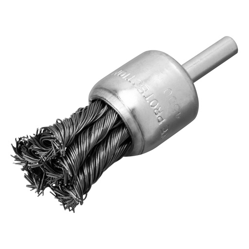 [744649] Twisted shaft-mounted cup brush 25 mm, 6mm shank, tempered steel wire// MTX