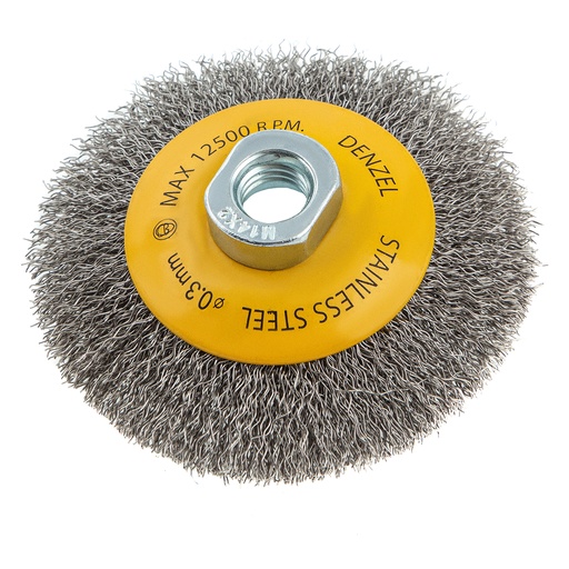 [746083] Brush for angle grinder, 100 mm, Plate, M14, crimped stainless wire 0,3 mm// Denzel 746083