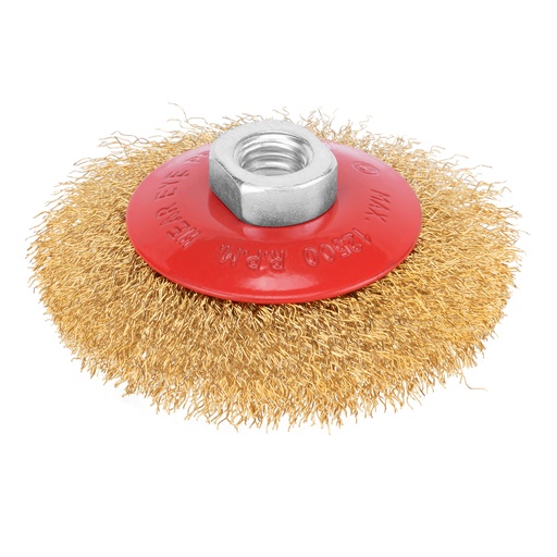 [746089] Crimped cup grinder brush, tapered 100 mm, М14, steel wire// MTX