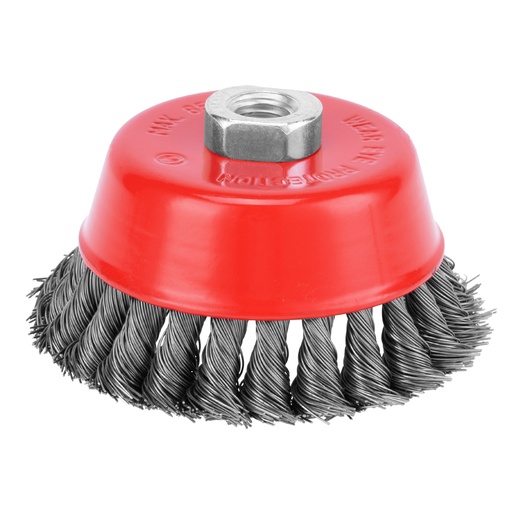 [746289] Twisted сup grinder brush, 100 mm, М14, tempered steel wire// MTX