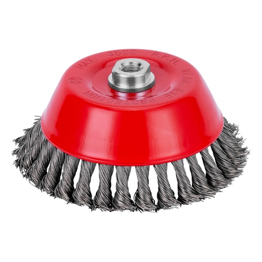 [746299] Twisted сup grinder brush, 150 mm, М14, tempered steel wire// MTX