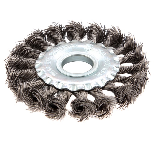 [746309] Twisted wheel grinder brush, 100 mm, arbor hole 22,2 mm, tempered steel wire// MTX