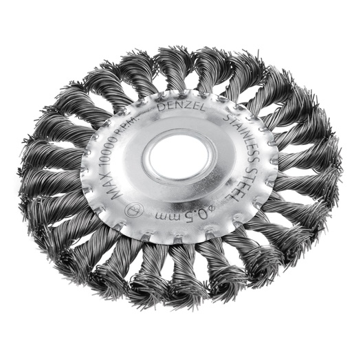 [746323] Brush for angle grinder, 125 mm, Flat, twisted stainless wire 0,5 mm, arbor hole 22,2 mm// Denzel 746323